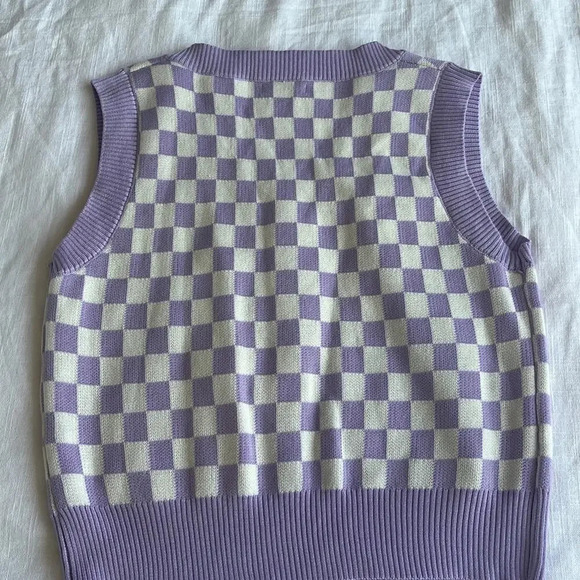 Sweater Vest Boutique Love Tree Purple Checkered Small - Picture 3 of 3